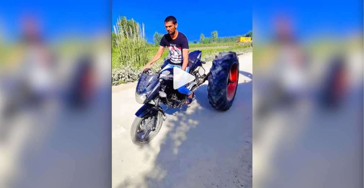 Bike Attached With Tractor Tyre Turned Into Vehicle